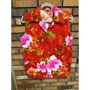 Vintage Royal Hawaiian Floral Hibiscus Sleeveless Aloha Shirt